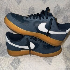 Nike Dark Blue and White Sneakers with Tan Sole